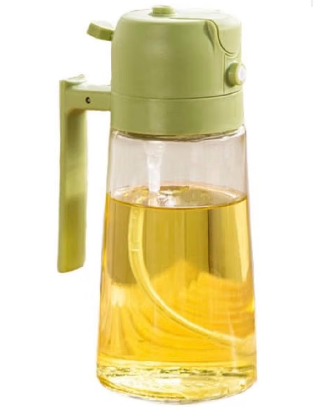 Green Top Glass Oil Dispenser Bottle